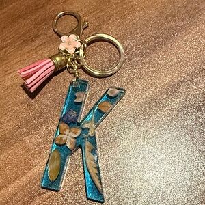 Floral Initial Keychain with Tassel
